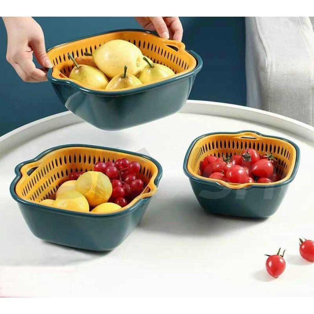 Bộ 6 Thau Và Rổ Nhựa Tiện Lợi Ráo Nước 2 in 1