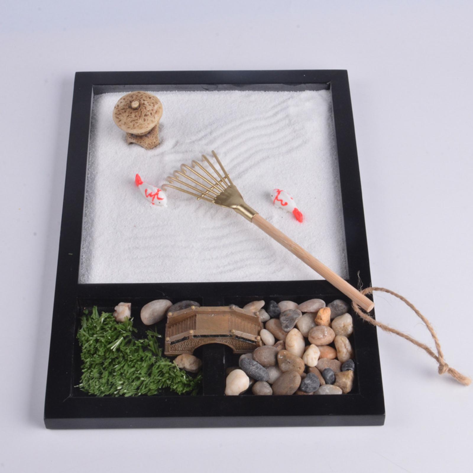 Japanese Zen Garden Kit for Desk Office Table Mini Zen Sand Garden Kit for Meditation