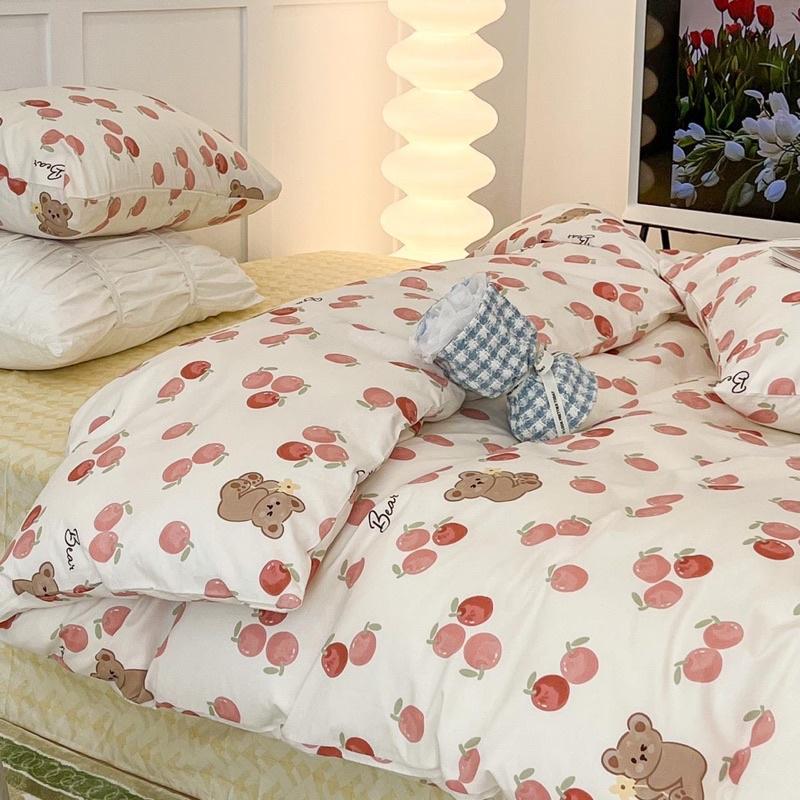 Bộ Chăn Ga Gối Living 100%cotton Hàng Nhập Khẩu Cao Cấp 4 Món Hoa Thỏ
