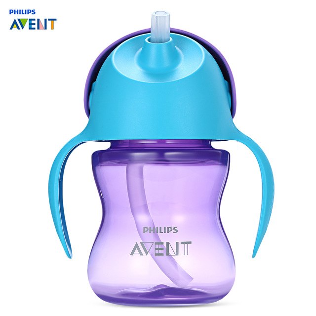 Bình tập uống có ống hút silicon mềm 200ml Philips Avent 796.00 - màu tím