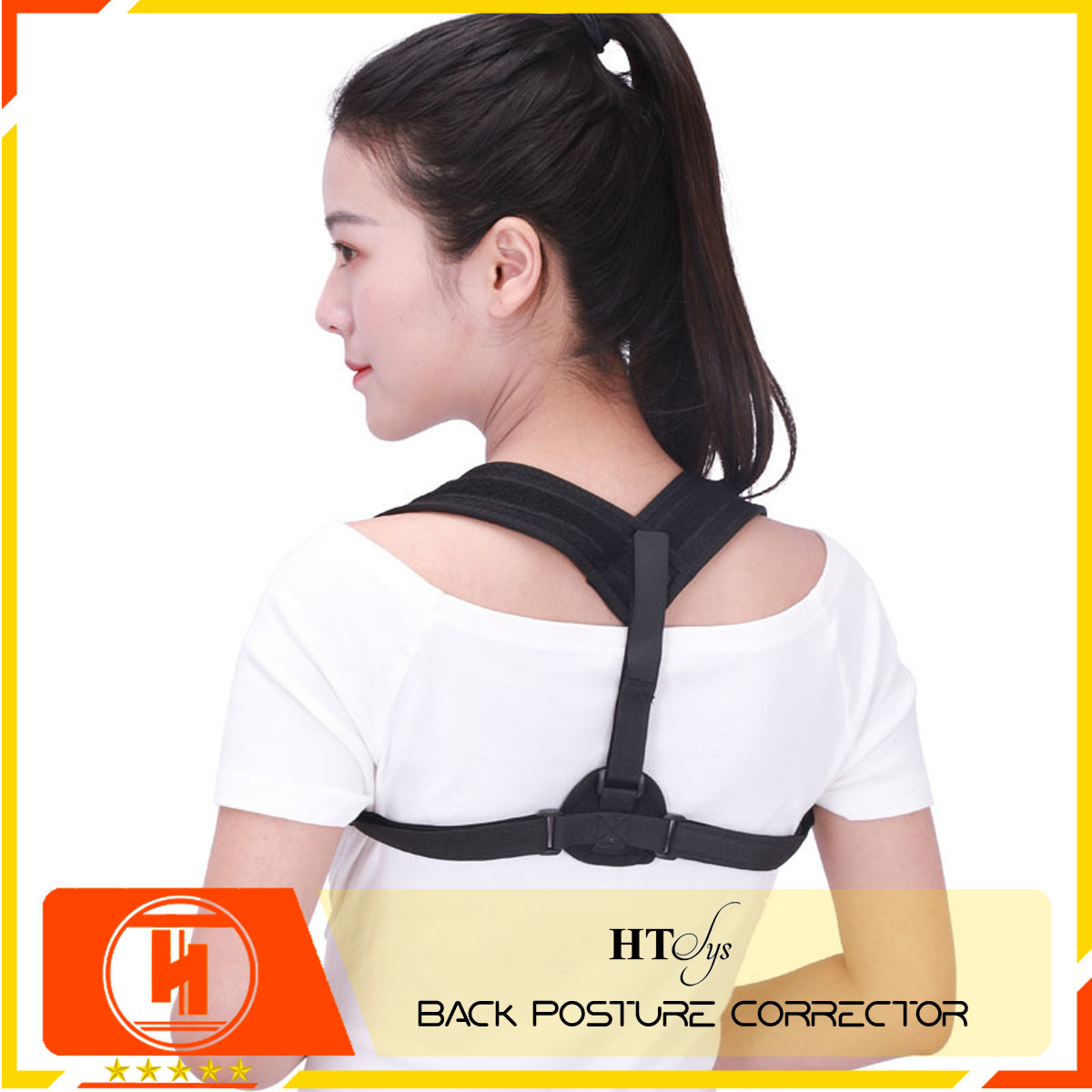 Đai chống gù lưng cao cấp HT SYS Back Posture Corrector - Freesize - Màu đen