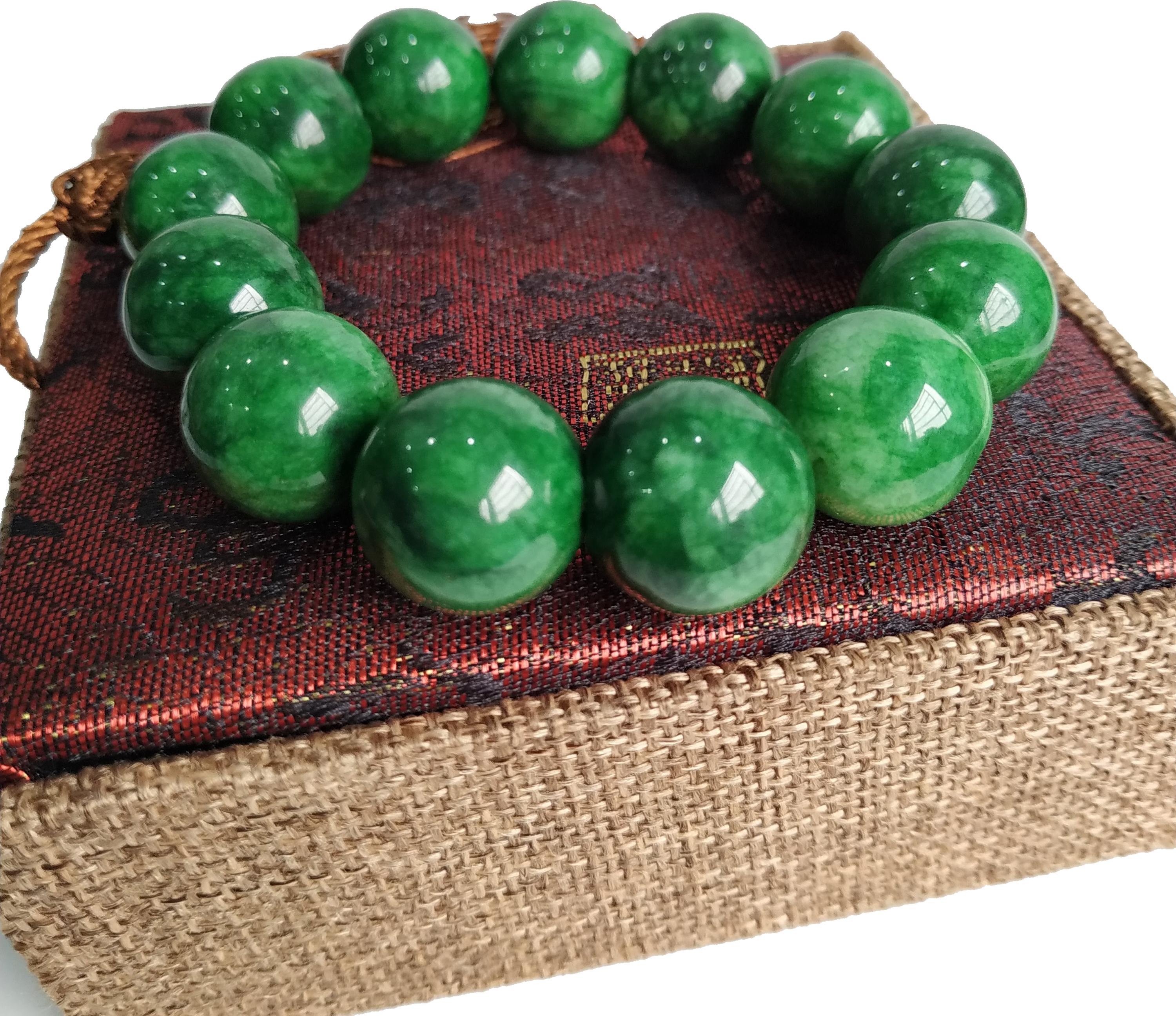 Vòng tay mã não xanh lục tự nhiên 11mm tặng hộp đựng phong thủy V5254