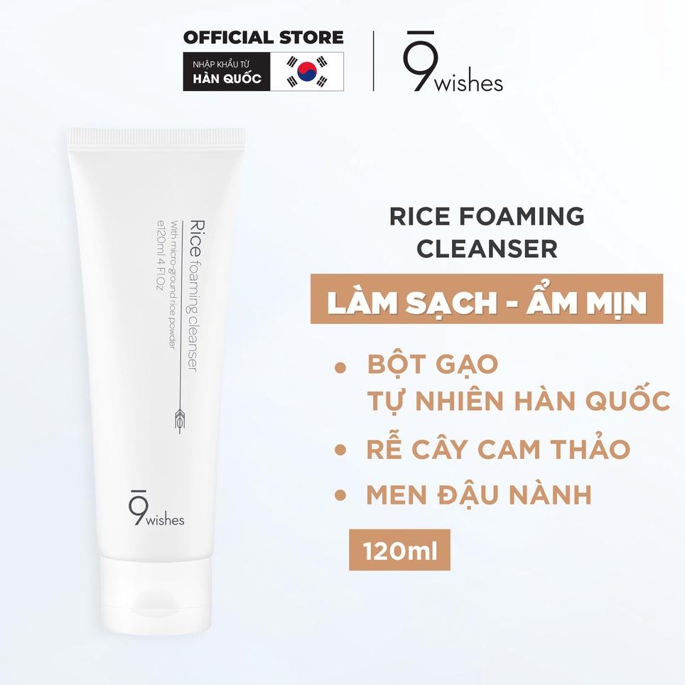 Sữa rửa mặt gạo 9 Wishes Rice Foaming Cleanser Hàn Quốc 120ml