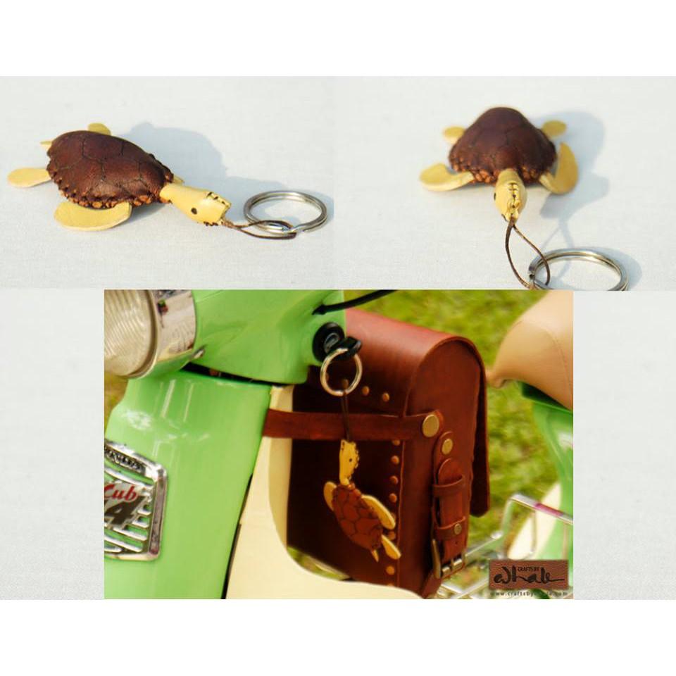 Móc khóa da bò hình rùa biển handmade