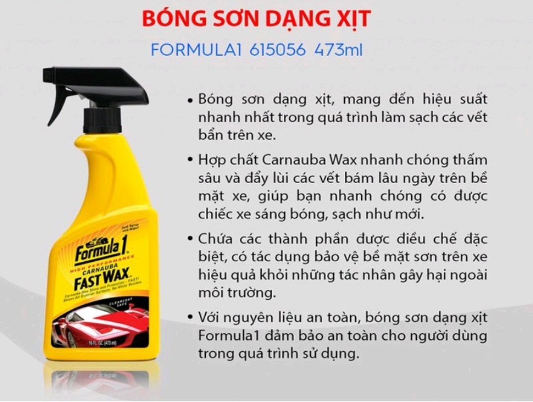 Chai Xịt Đánh Bóng Và Bảo Vệ Sơn Xe Ô Tô FORMULA1 - Chất Dưỡng Bóng Xe Cao Cấp