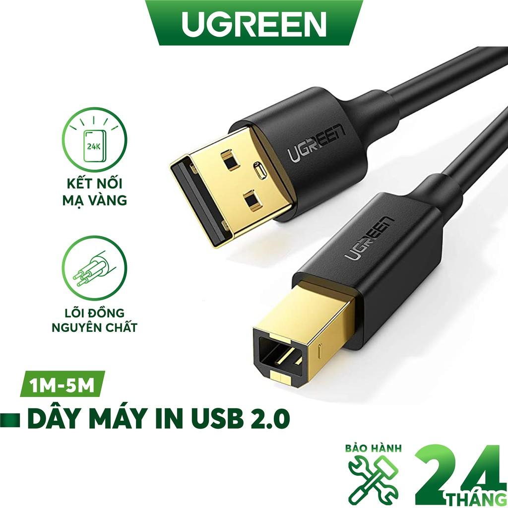 Dây máy in mạ vàng USB 2.0 chuẩn A đực sang chuẩn B đực dài 3M UGREEN US135 10351 (đen) - Hàng chính hãng