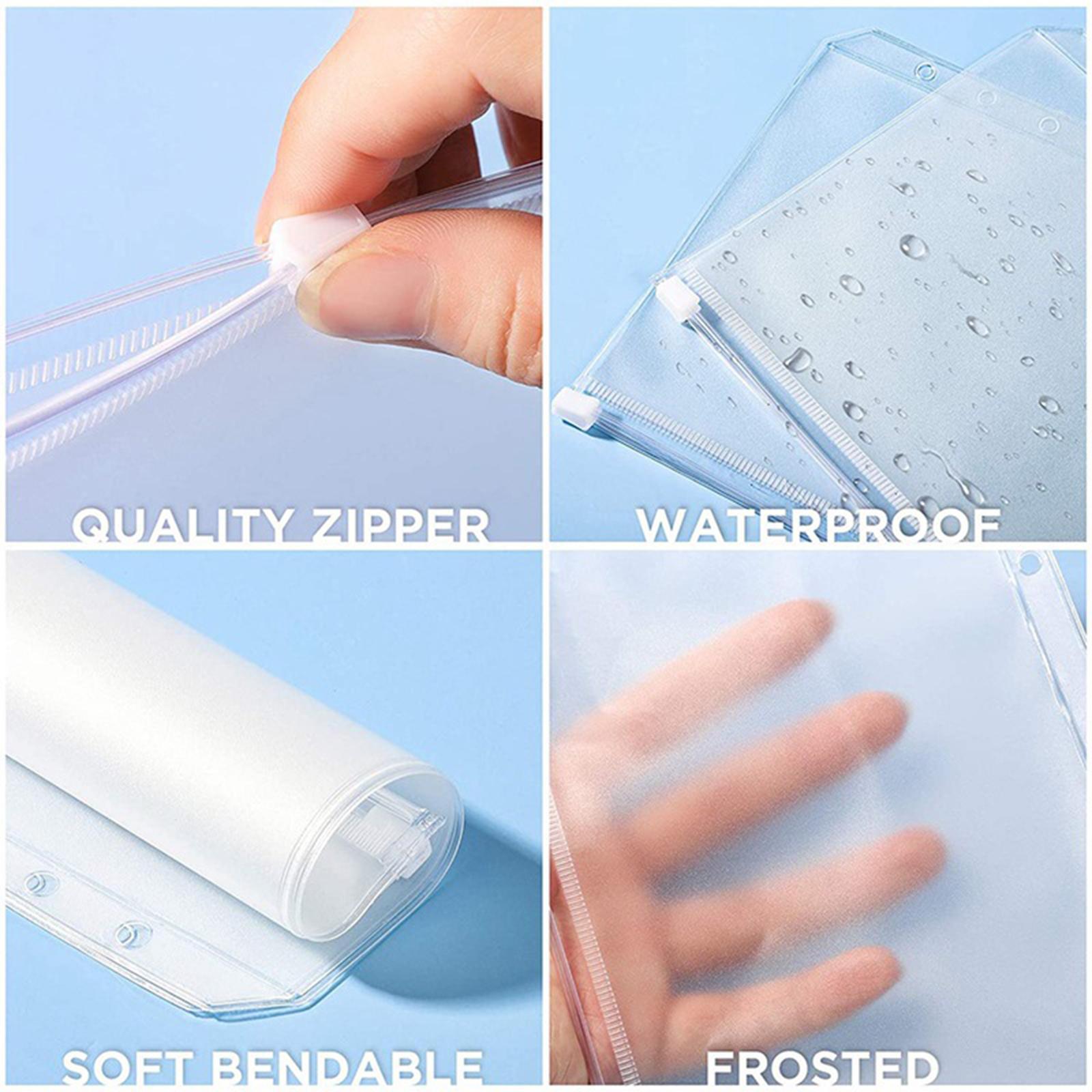 18 Pieces Binder Pocket Notebook Binder Loose Leaf Bags 6 Holes Binder Zipper Folders Waterproof Pouch Document Filing Bags