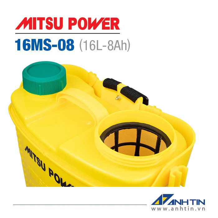 Bình xịt điện tưới cây Mitsu Power 16MS-08 | Bình phun thuốc trừ sâu 16 lít | 12V-8AH