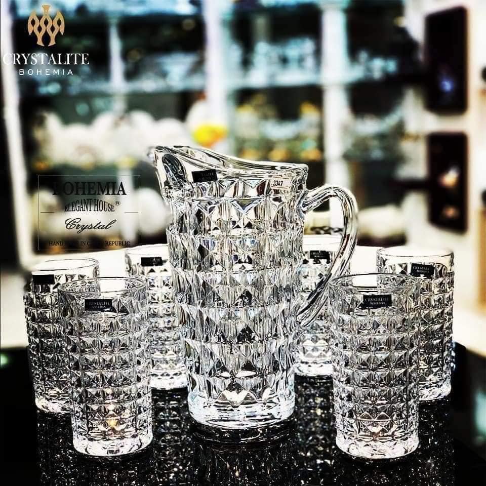 Bộ bình + 6 cốc Bohemia Diamond