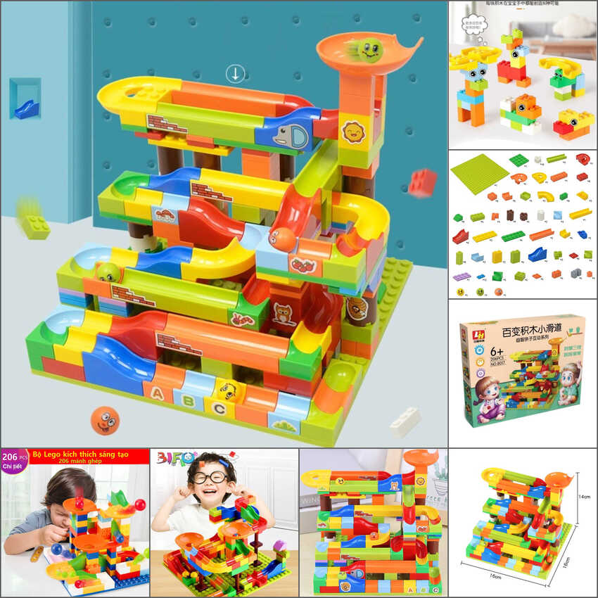 Đồ Chơi Lắp Ghép Cho Bé JigSaw Puzzle mẫu Cầu Trượt Thả Bi – Bộ Đồ Chơi Xếp Hình 206 mảnh ghép kích thích sáng tạo cho bé, món quà sinh nhật ý nghĩa