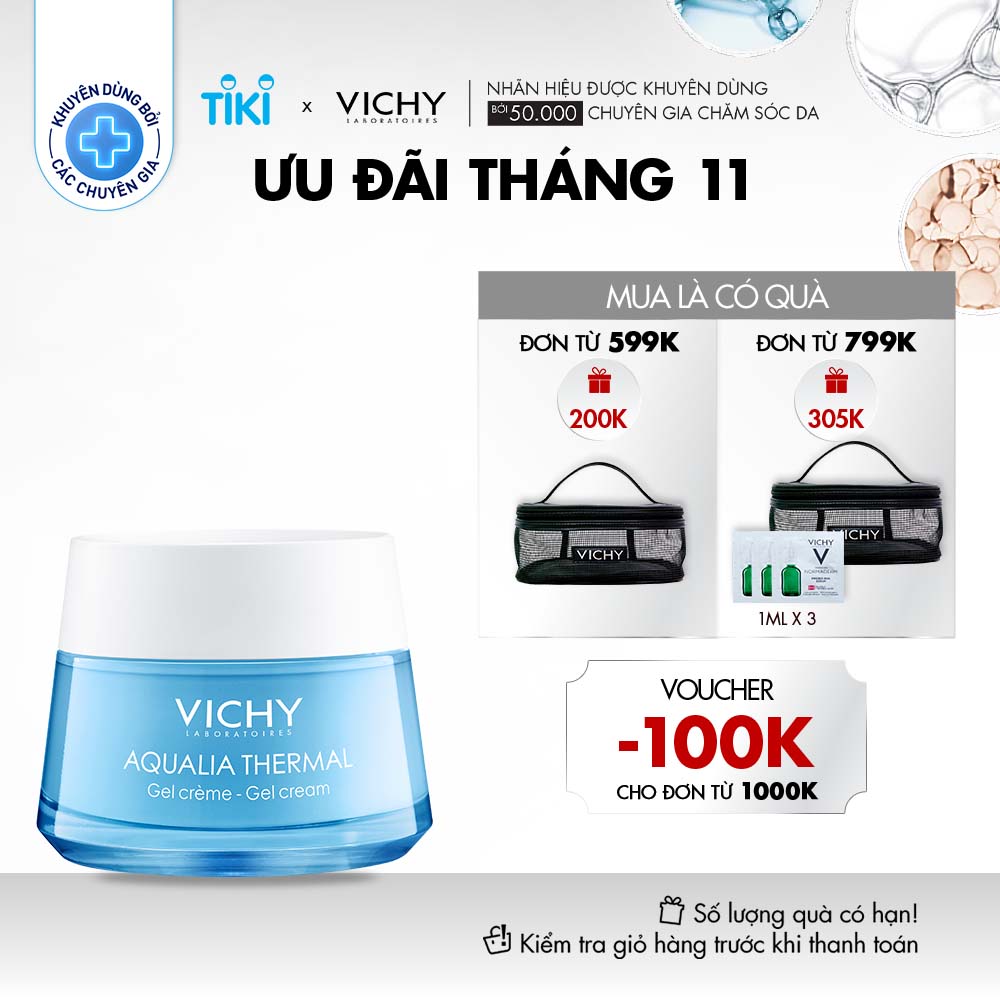 Gel Dưỡng Ẩm Giúp Da Dịu Mát Cho Da Thường, Da Hỗn Hợp &amp; Da Nhạy Cảm Vichy Aqualia Thermal Rehydrating Gel Cream (50ml) - MB066000