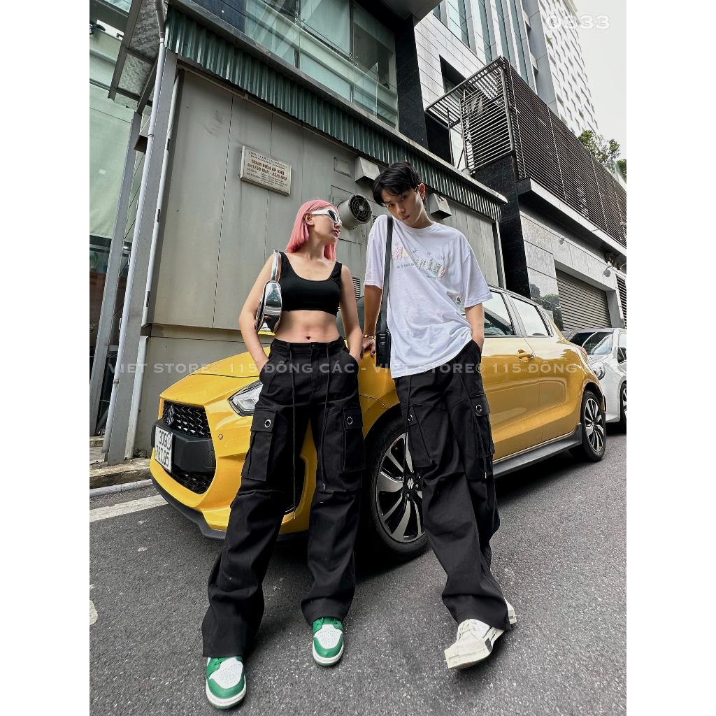 Quần Kaki Cargo Pant Túi Hộp Ống Suông Richky Màu Đen Q333
