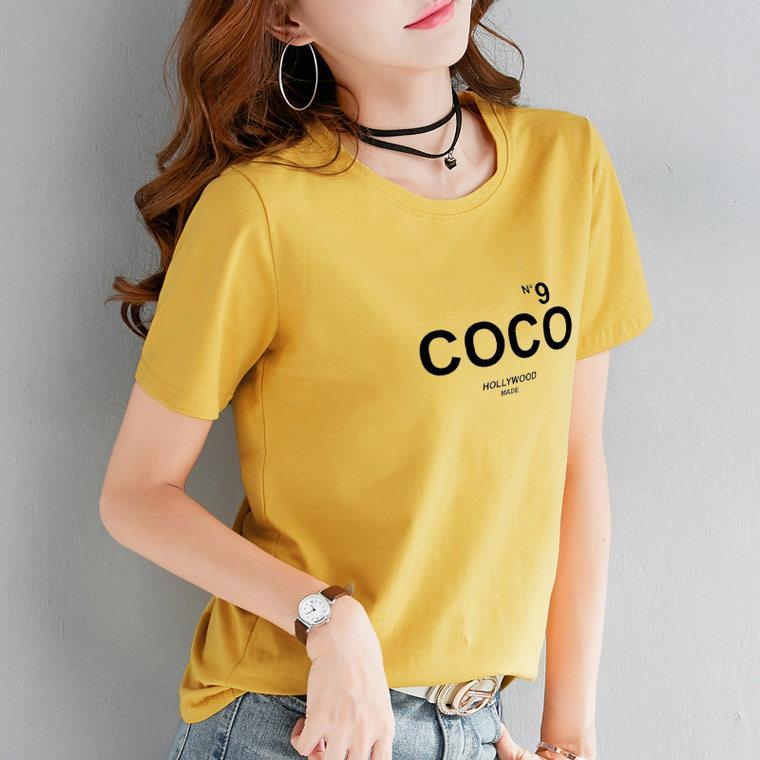 Áo thun nữ MXM form vừa in chữ COCO cotton 4 chiều