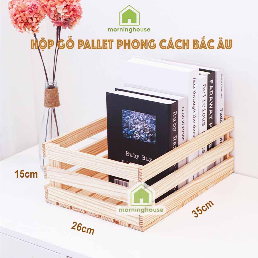 THÙNG GỖ PALLET TRANG TRÍ - Hộp pallet chữ nhật Morning House