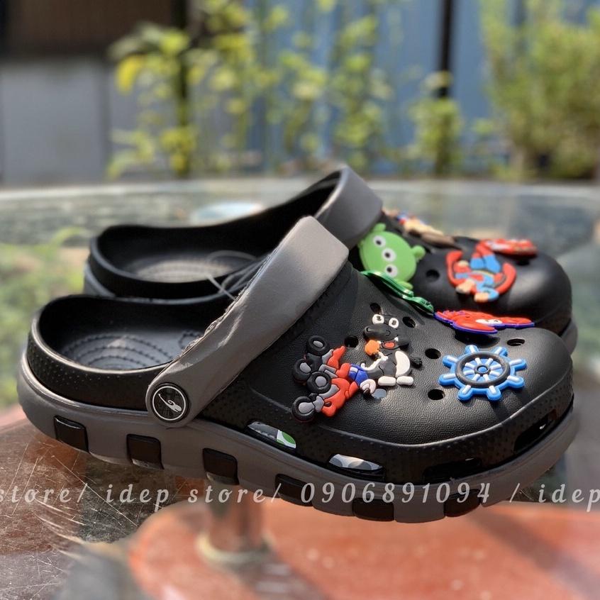 Dép Cross ĐEN unisex tặng 4 sticker SL013- Giày sục siêu nhẹ đi mưa IDEP