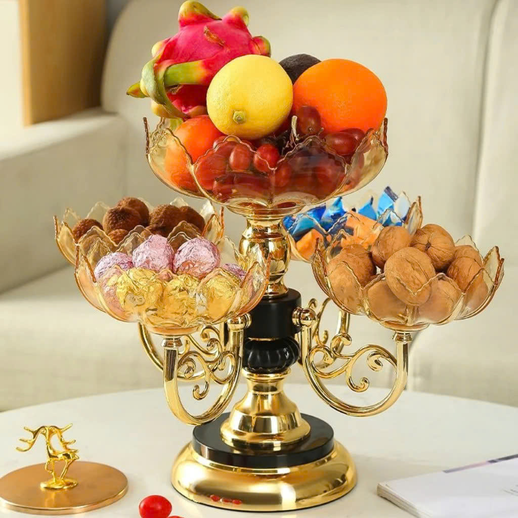 Khay Mứt Tết Pha Lê Trong Suốt, Xoay 360 Độ Cao Cấp Phong Cách Châu Âu Trang Trí Ngày Tết - Hộp Đựng Bánh Kẹo - Hàng Loại 1 - Chính Hãng MINIIN