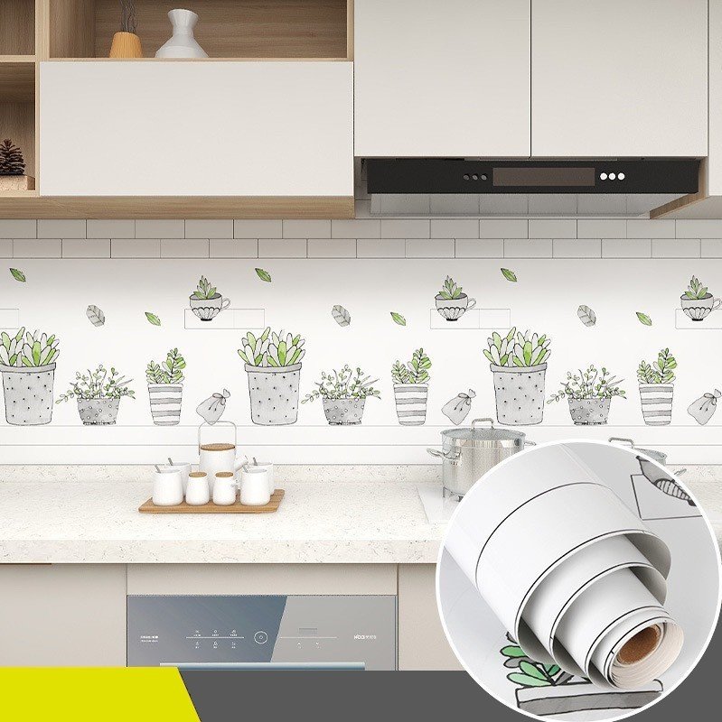 CUỘN 3 mét decal dán bếp tráng nhôm cách nhiệt tốt chậu cây xanh khổ 60cm có keo sẵn