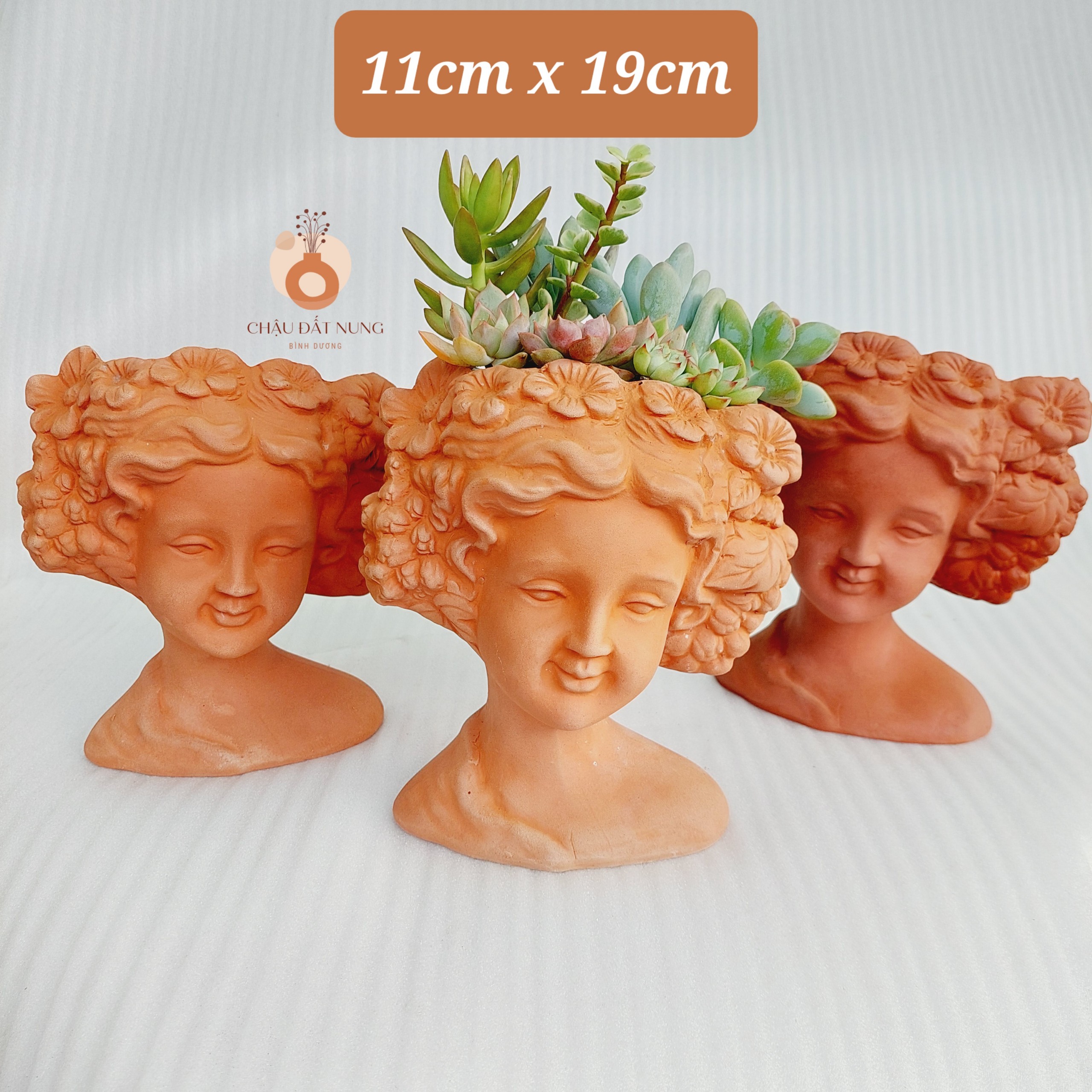 Chậu đất nung Bình Dương - Rosa, đường kính miệng 11cm, chiều cao 19cm