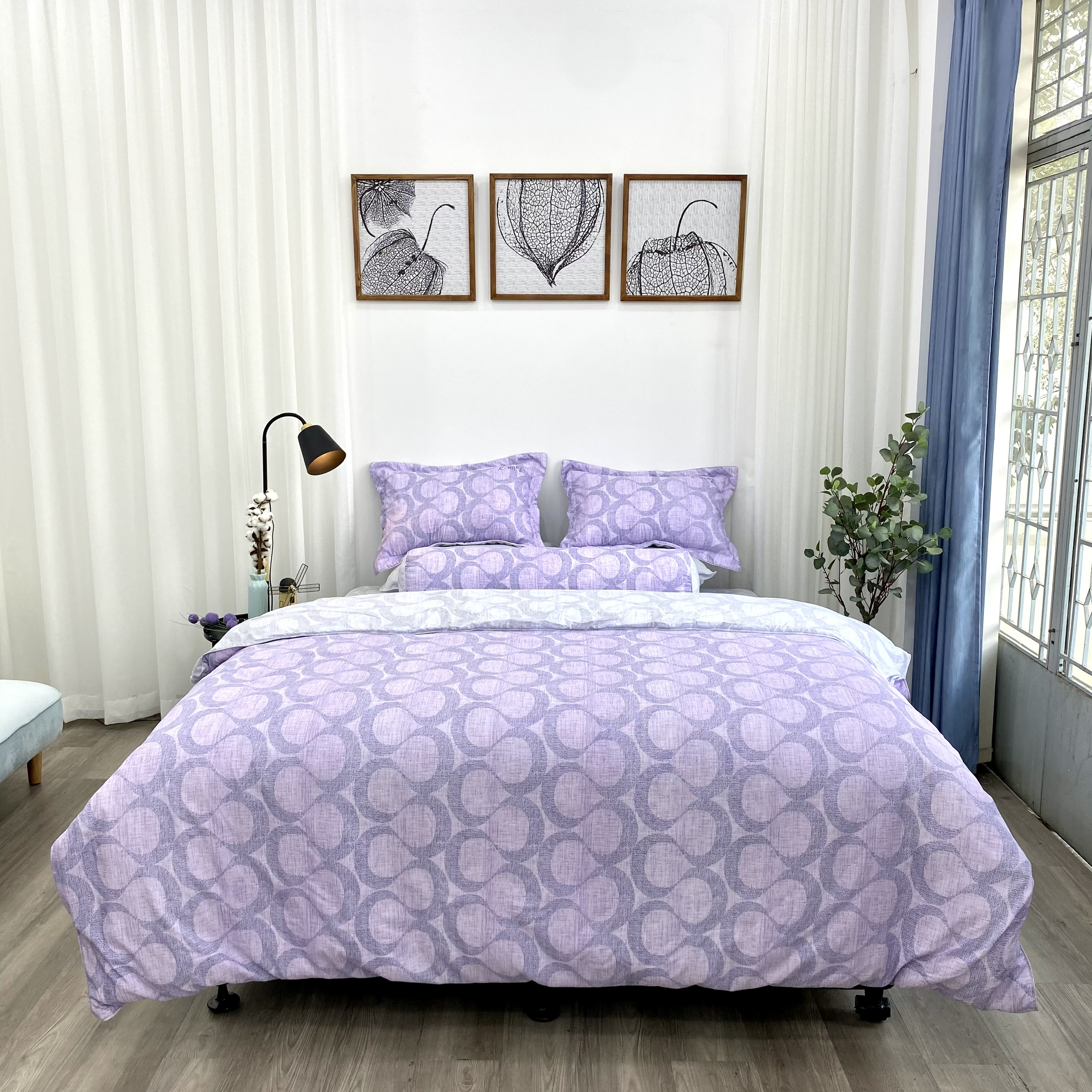 Chăn bốn mùa Hàn Quốc K-Bedding by Everon MicroTencel Xám Phối Tím KMTP116 180*200cm