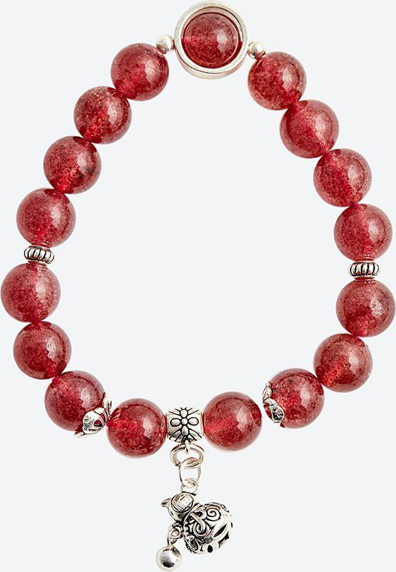 Vòng tay thạch anh dâu charm hồ lô Ngọc Quý Gemstones
