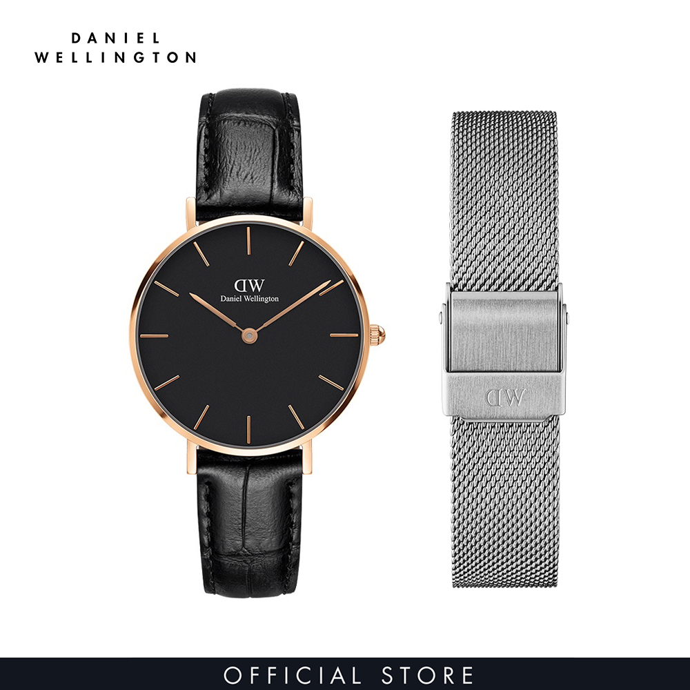 Combo Gift Nữ Daniel Wellington Đồng hồ Petite Reading DW00100167 + Dây lưới đồng hồ  Petite DW00200140