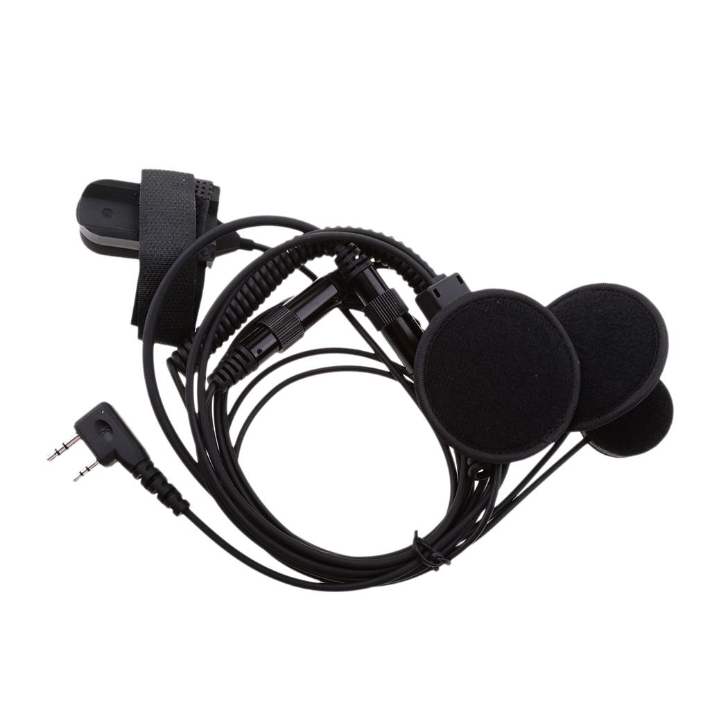 2 PIN Motorcycle Bike Headset Earpiece Mic PPT for Kenwood BaoFeng WouXun PuXing Linton Two Way Radio Walkie Talkie - Black