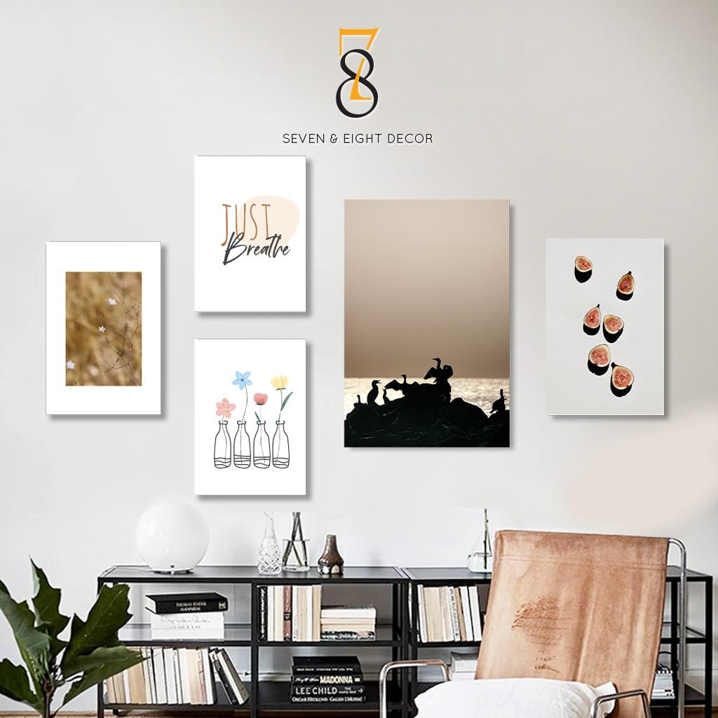 Bộ 05 Tranh Canvas | Just Breathe 5FLIFE003 | Tranh Căng Khung Cao Cấp | Tặng Kèm Đinh Đa Năng