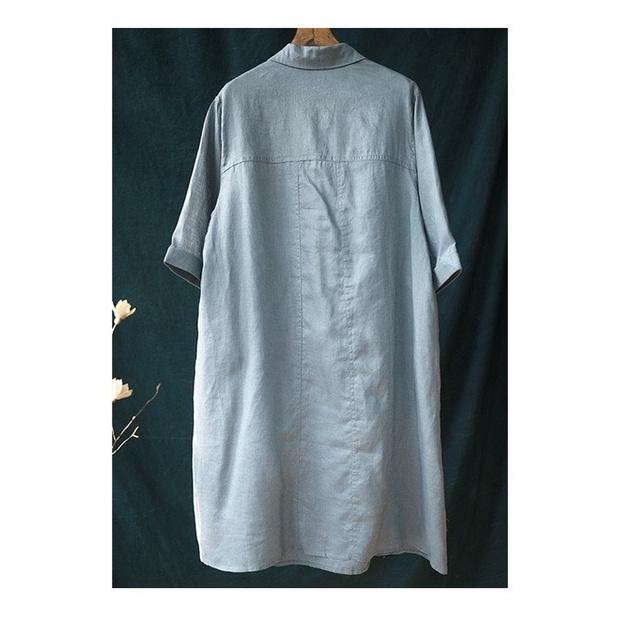 Đầm suông công sở linen cổ đức 2 túi bổ cơi, thời trang hè thu 2021