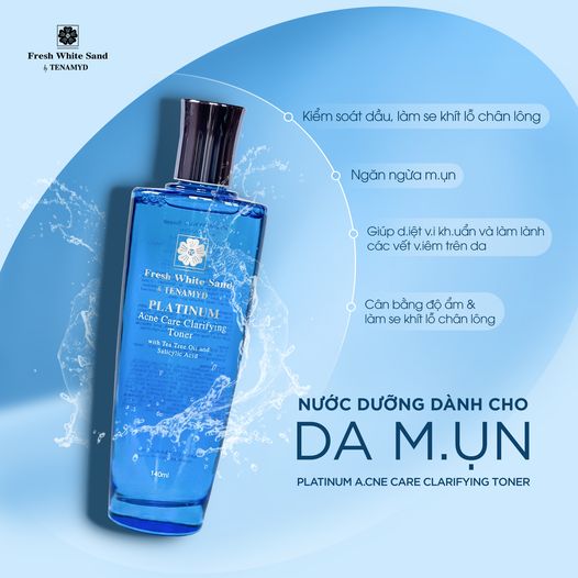 Nước dưỡng da dầu mụn TENAMYD Platinum Acne Care Clarifying Toner 140ml