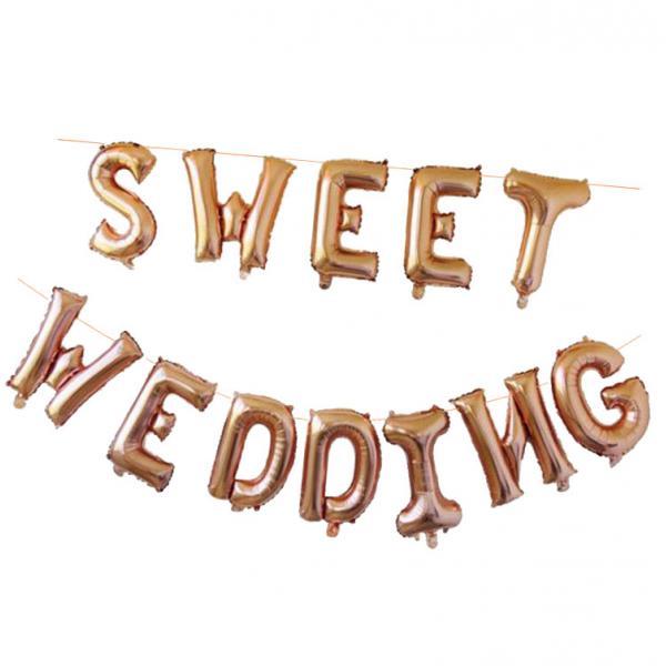 Sweet Wedding Foil Balloon Bunting Banner Wedding Party Decoration Champagne