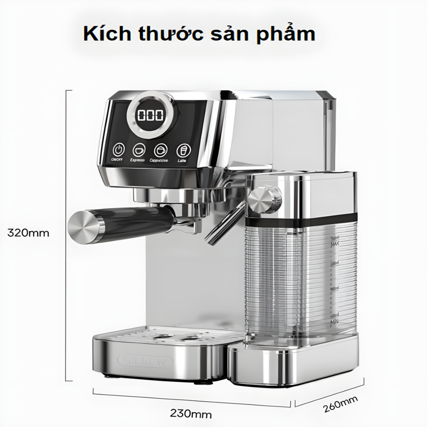 Máy pha cà phê Espresso bán tự động Espresso, Latte, Cappuccino thương hiệu HiBREW H13A - Hàng Chính Hãng