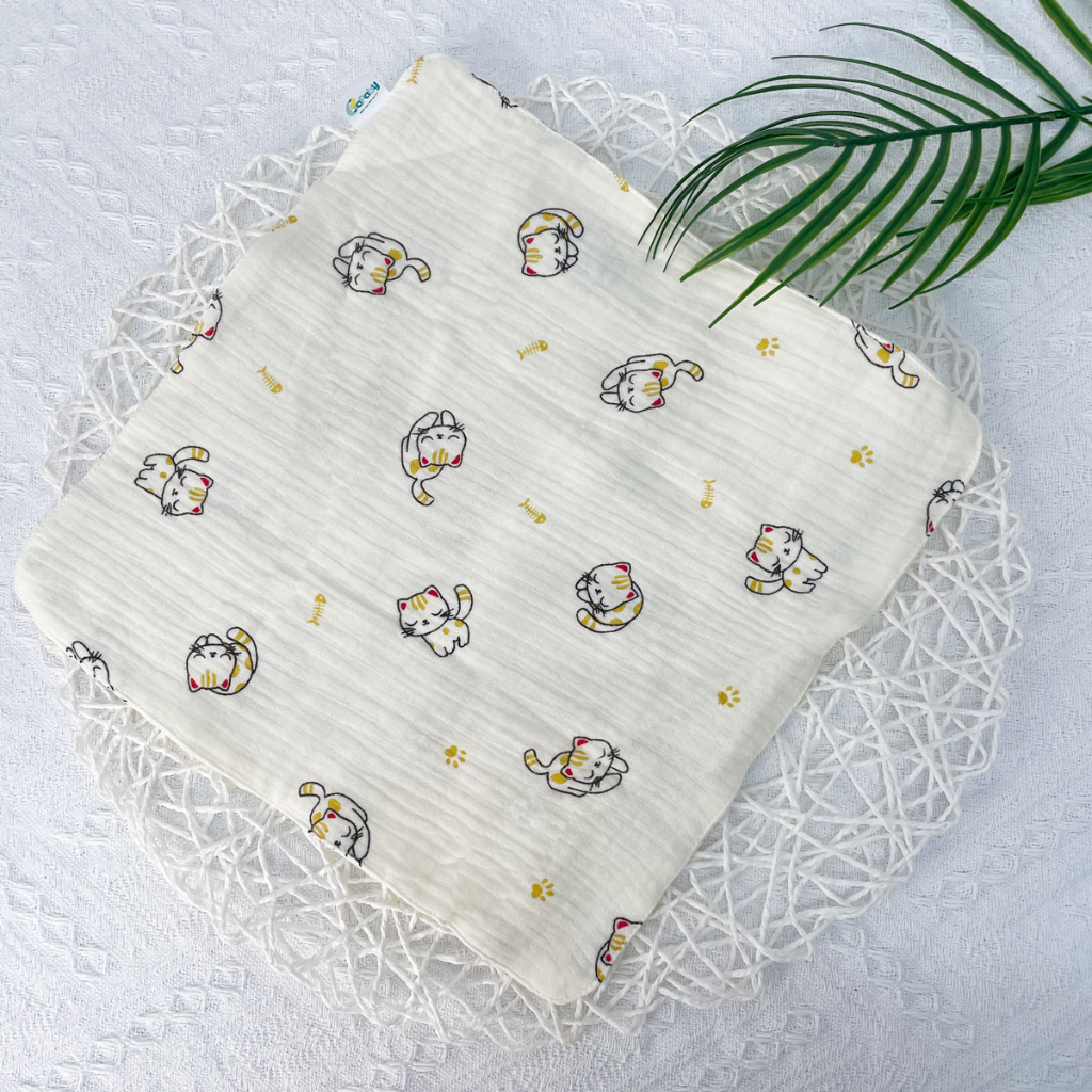 Khăn Sữa Xô Muslin Cho Bé  2 Lớp 4 Lớp Siêu Thấm Hút Họa Tiết Cute An Toàn Da Bé - 330