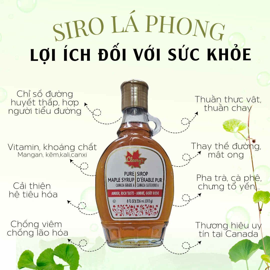 Siro Lá phong làm bánh siro dùng pha chế thức uống, làm bánh - 236ML Hiệu Cleary's CANADA