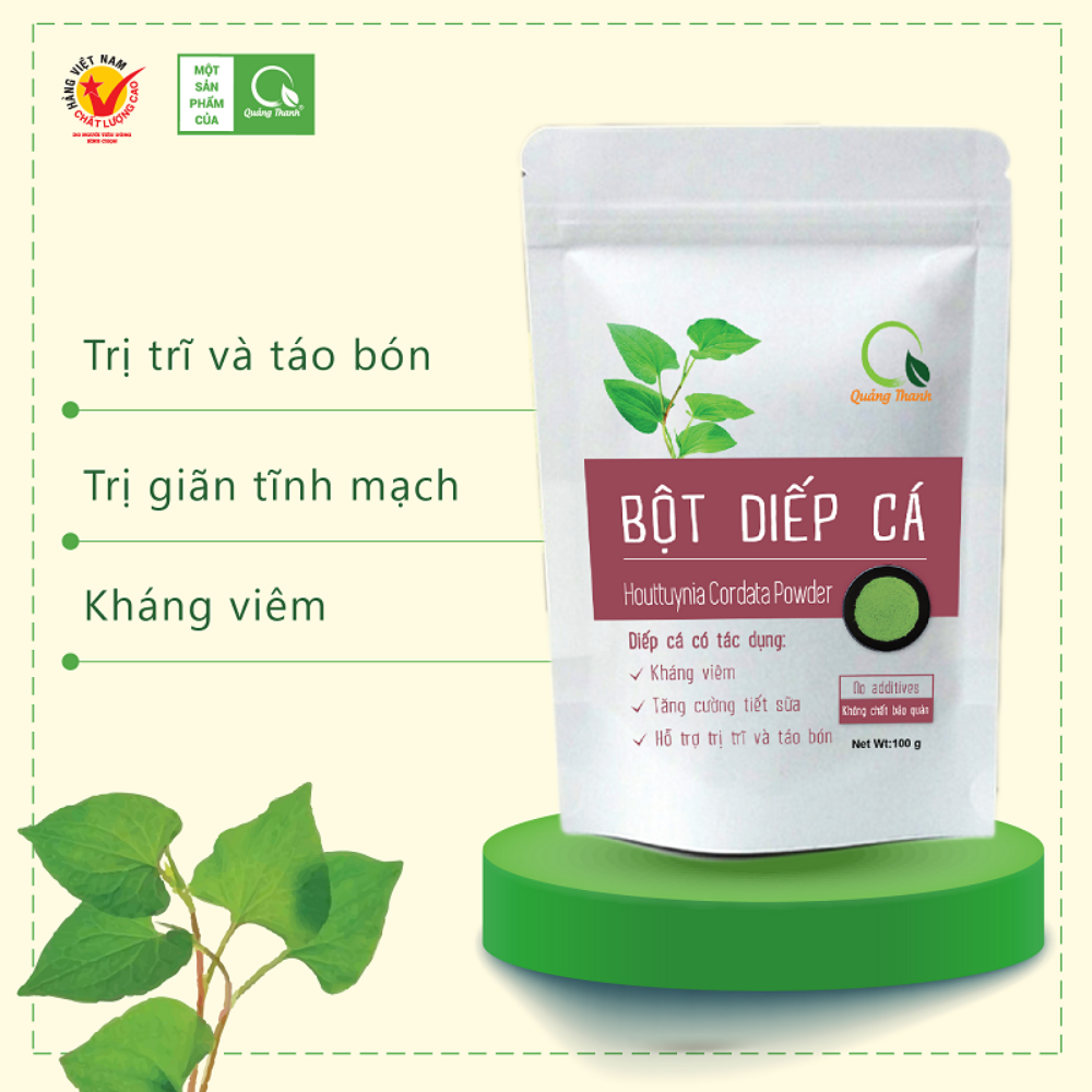 Bột diếp cá sấy lạnh Quảng Thanh - Bịch 50gr, thanh nhiệt giải độc kháng viêm, khắc tinh của trĩ và táo bón