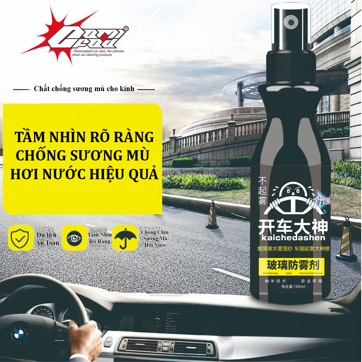 Xịt Chống Mờ Kính Chiếu Hậu Xe Máy Ô Tô Chai 100ml (Xịt Nano Chống Hơi Nước Sương Mù Gương Mắt Kính Mũ Bảo Hiểm )