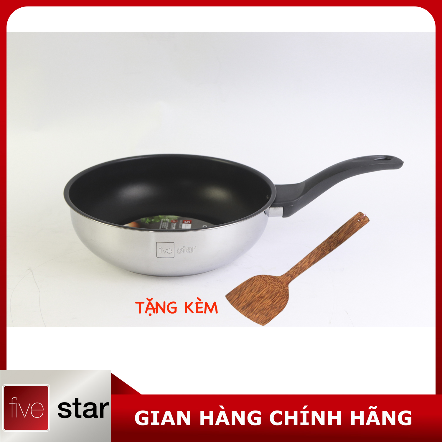 Chảo đáy từ chống dính sâu lòng cao cấp Fivestar inox 430 , tặng 5 muỗng ăn