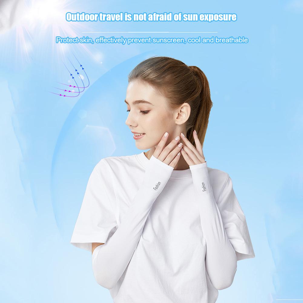 2 Chiếc Chống Nắng Đi Xe Đạp Ủ Tay Dành Cho Nữ Cánh Tay Tay Chống Nắng Mùa Hè Làm Mát Oversleeves Quần Áo Thể Thao Color: Black