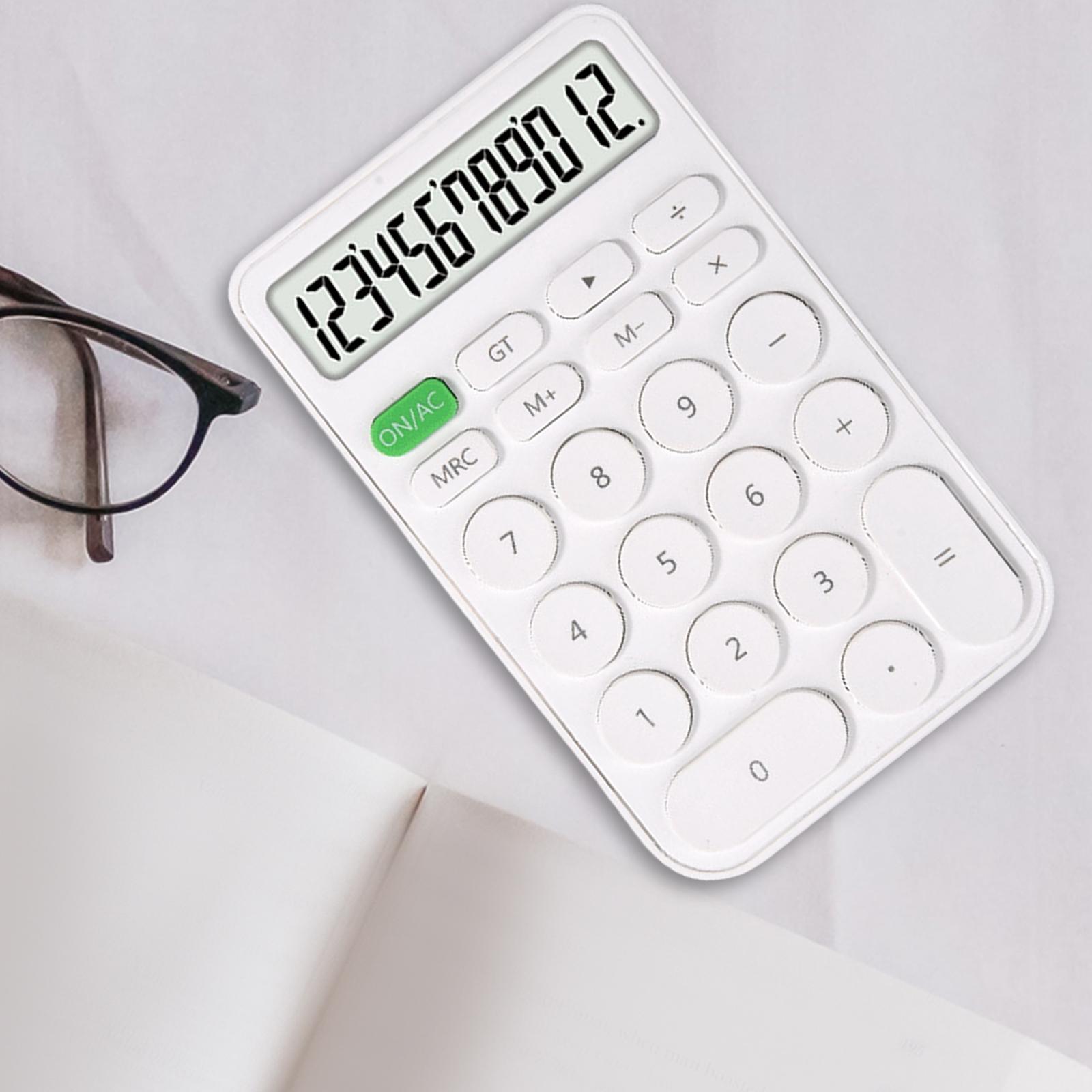 Electronic Calulator Cute Simple 12-Digit with Button Battery Mini Calculator for Home Students
