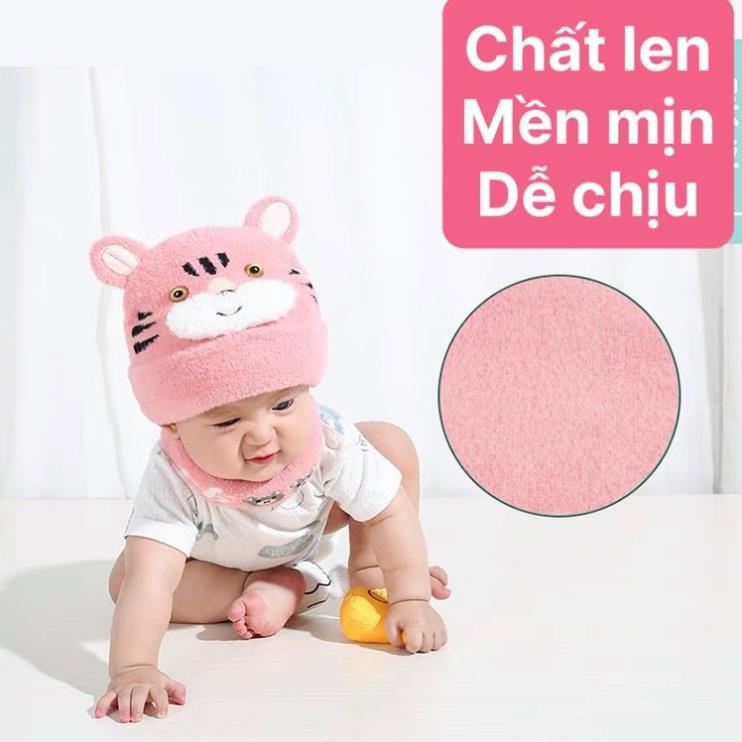 Bộ khăn mũ len lông thỏ, set 2 chi tiết khăn + mũ cho bé yêu - HOT