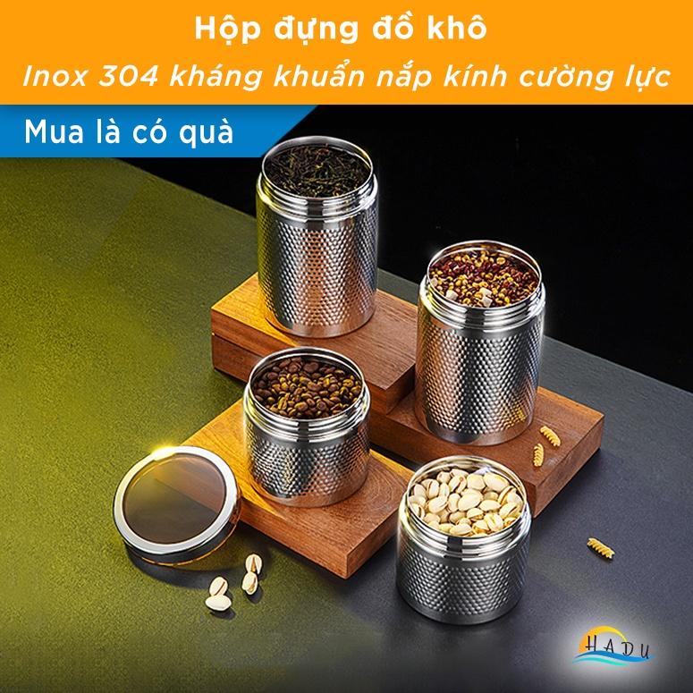 Hộp Đựng Trà Cafe Đồ Khô Và Ngũ Cốc Inox Có Nắp Cao Cấp Đạt Chất Lượng Đức SSGP