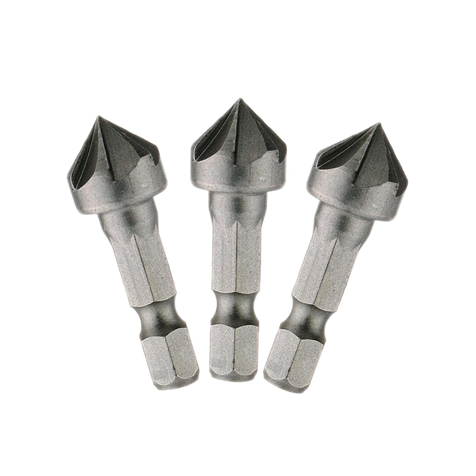 3x 5 Flute Countersink Drill Hexagonal Cutting Metal Tools for Woodworking