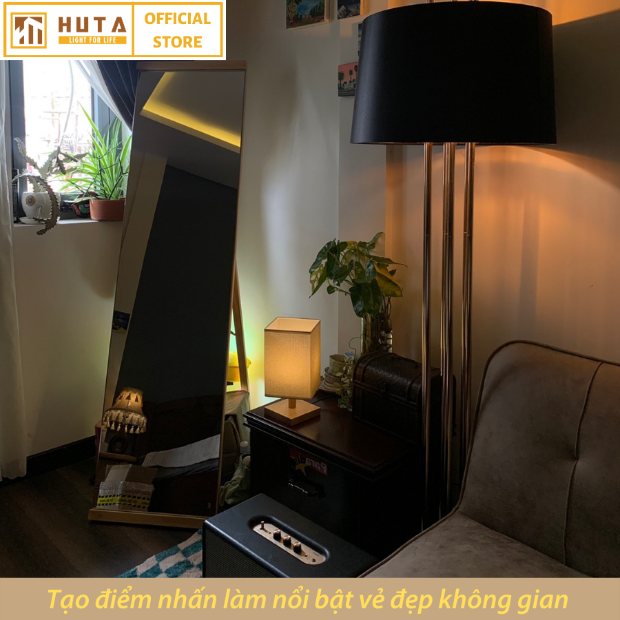 Đèn Ngủ HUTA Light For Life G3 Chao Vuông Độc Đáo Vingtage, Decor Trang Trí Phòng Ngủ, Điều Chỉnh Độ Sáng, Bóng Led Sáng Vàng Tiết Kiệm Điện