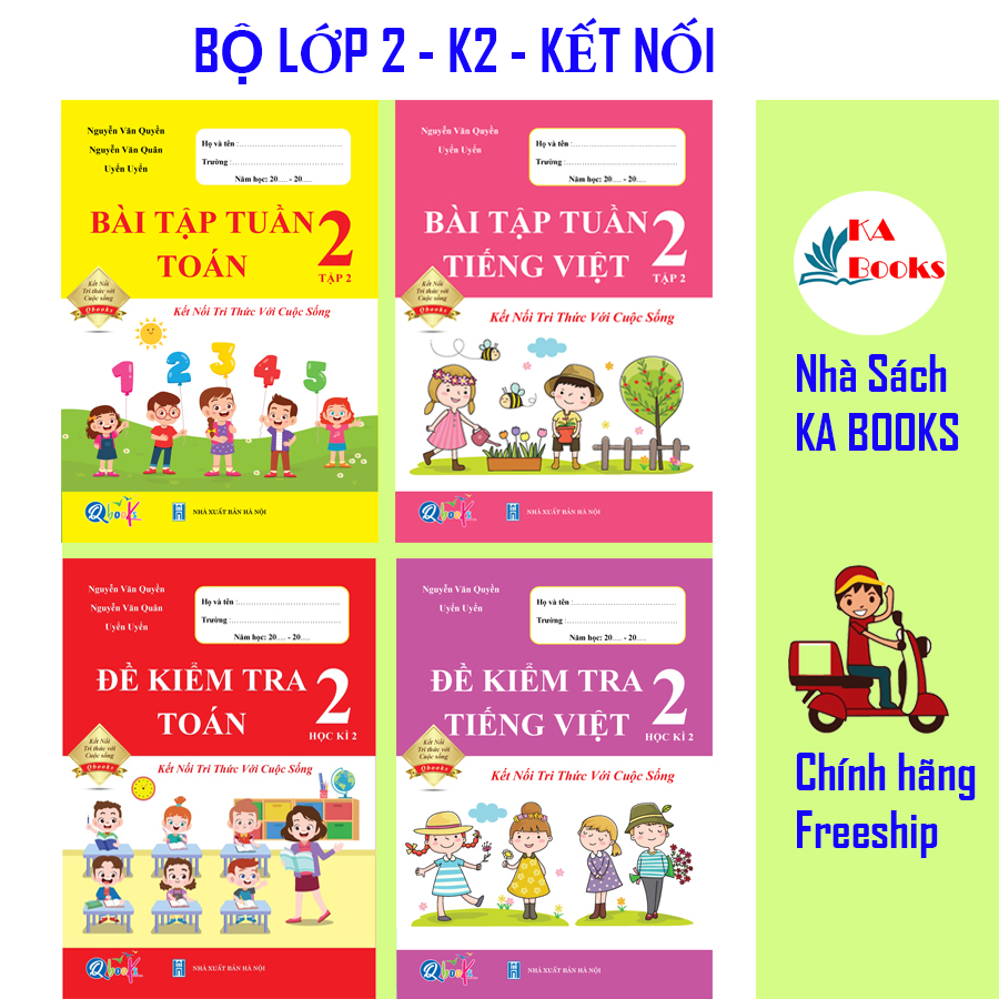 Combo Bài Tập Tuần và Đề Kiểm Tra Toán và Tiếng Việt lớp 2 - Kết Nối Tri Thức Với Cuộc Sống - Học Kì 2 (4 cuốn)