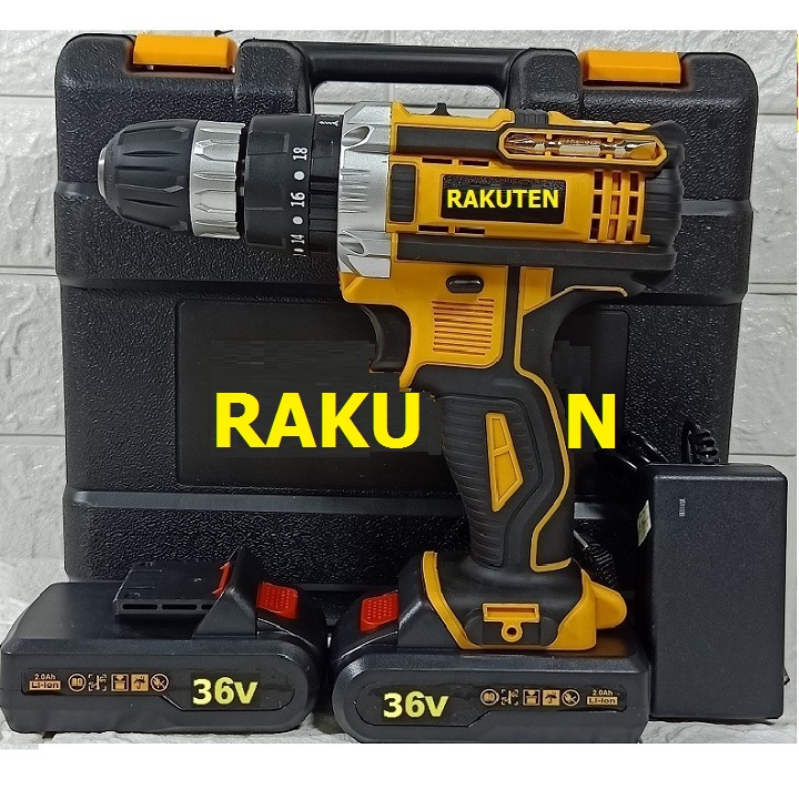 Bộ máy khoan pin RAKUTEN 36V khoan tường, khoan sắt, khoan bê tông máy 2 pin, đảo chiều và mũi khoan