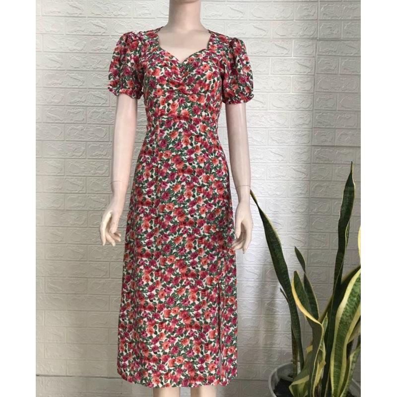 ĐẦM HOA NHÍ CỔ LỤC GIÁC TAY PHỒNG 2 Màu