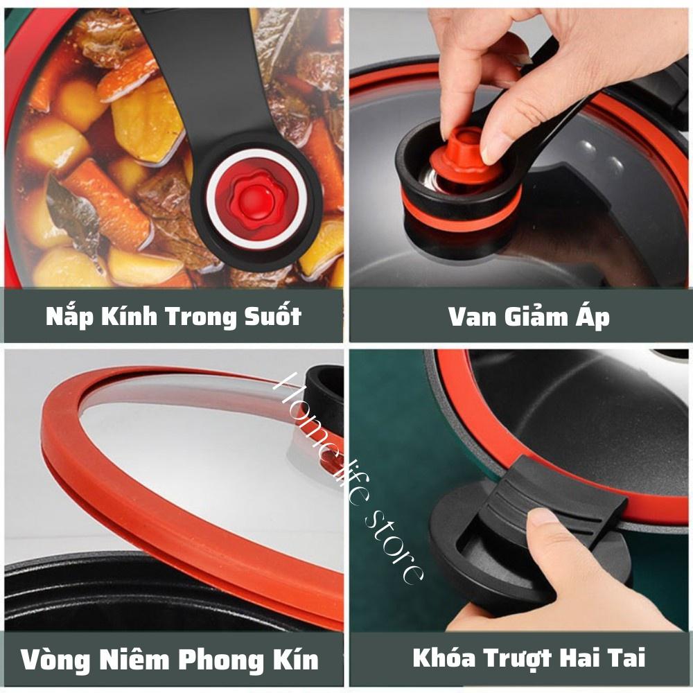 Nồi Áp Suất Chống Dính Dung Tích 3.5 Lít, 22Cm Nấu Được Bếp Từ Kiểu Dáng Hàn Quốc, Gọn Nhẹ Dễ Sử Dụng - Yumeshop94