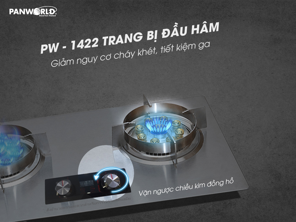 Bếp gas đôi hẹn giờ Panworld PW-1411 lắp đặt âm hoặc dương với 9 đầu đốt kèm tính năng hẹn giờ - Hàng chính hãng