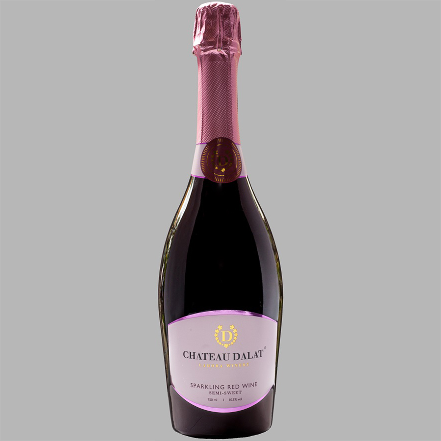 Rượu Vang Đỏ Ladofoods Chateau Dalat Sparkling Red Wine 750ml 10.5% - Không Kèm Hộp