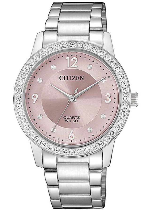 Đồng Hồ Nữ Citizen Đính Đá Swarovski Dây Thép Không Gỉ EL3090-81X - Mặt Hồng