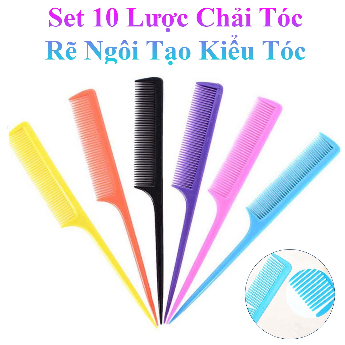 Set 10 Lược Chải Tóc Rẽ Ngôi Tạo Kiểu Tóc